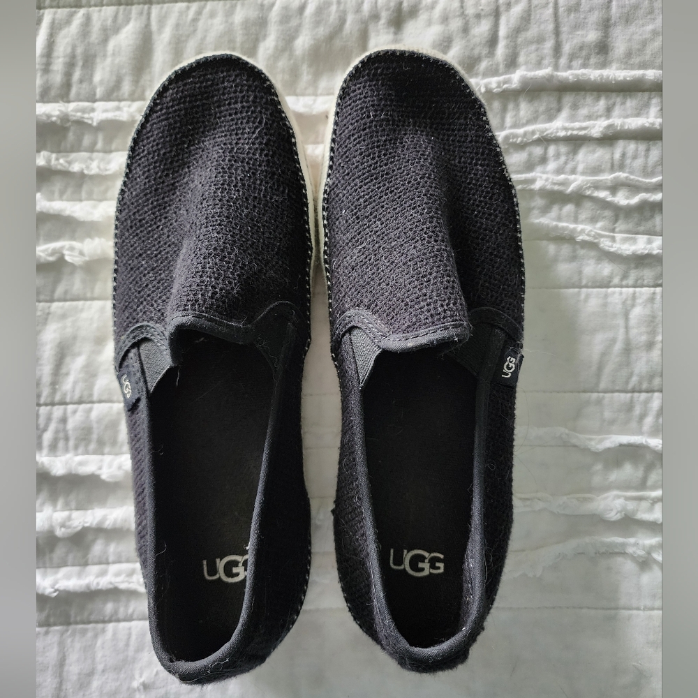 UGG Black Suede Loafers Slip-On Comfort